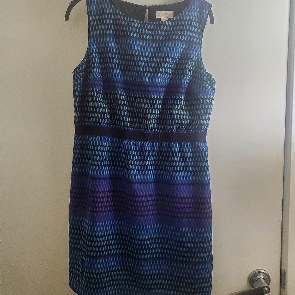 Loft sleeveless black and blue dress